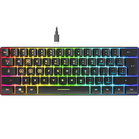 Clavier Gamer Speedlink LETOS RGB 60% - Filaire USB-C Amovible, Rétro-éclairé Noir