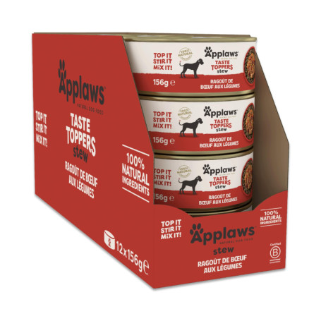 Applaws Ragoût Naturel pour Chiens au Bœuf et Légumes - 12 x 156g
