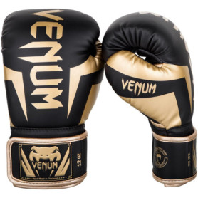 Gants de Boxe Venum Elite Noir-Or 12 Oz - Performance et Confort
