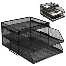 Organisateur de Bureau Métal 2 Niveaux - Rangement Pratique pour Documents A4
