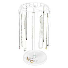 Présentoir à Bijoux Rotatif QWORK avec 23 Crochets - Blanc