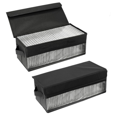 Lot de 2 boîtes de rangement en tissu noir pour CD - QWORK