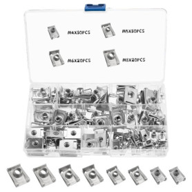 Assortiment de 100 écrous en acier inoxydable M4 M5 M6 M8 avec boîte de rangement