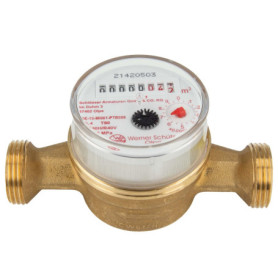 Compteur d'eau Schlösser Armaturen ETW 130 mm - 1" AG, jusqu'à 90°C