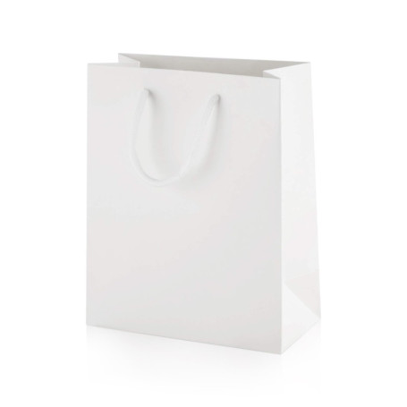 Sacs Cadeaux Blancs Mat Laminés - 10 Pièces avec Poignées en Corde