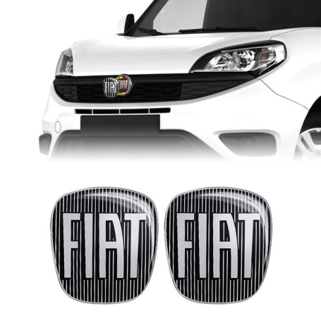 Autocollants 3D Fiat Doblò - Remplacement Logo Noir, 2 Pièces
