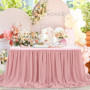 Jupe de Table en Mousseline de Soie Transparente - Dusty Rose pour Mariage et Anniversaire