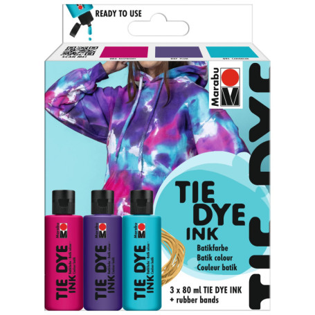 Kit de Teinture Tie Dye Marabu - 3 Couleurs Éclatantes pour Textiles
