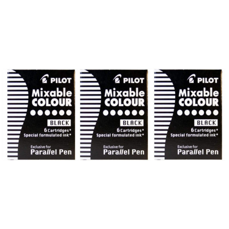 Lot de 3 Boîtes de 6 Cartouches d'Encre Noire pour Stylo Parallel Pen - PILOT