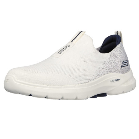 Skechers Go Walk 6 - Chaussures de Marche Extensibles à Enfiler pour Homme, Blanc/Bleu Marine, 42.5 EU