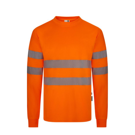 T-Shirt de Sécurité à Manches Longues en Polyester Recyclé - Orange Fluo Taille L