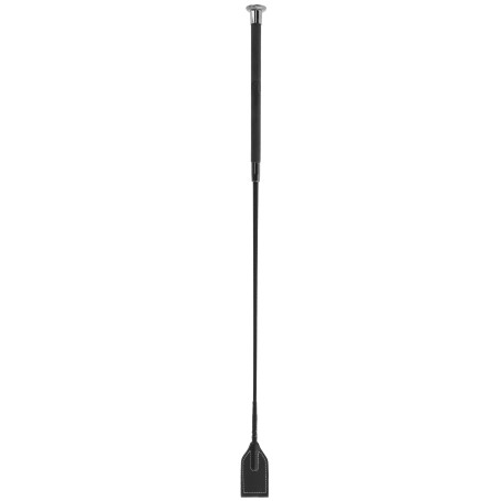 Cravache d'Obstacle Noir 65 cm avec Poignée en Cuir Synthétique