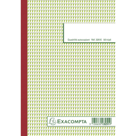 Carnet Autocopiant Exacompta Manifold Tripli 5x5 - 50 Feuillets Numérotés