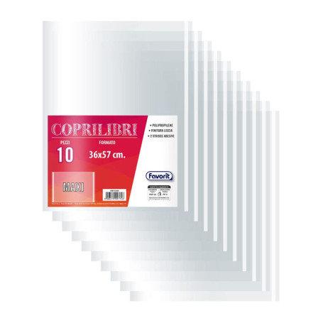 Lot de 10 Couvre-Livres Transparente 36 x 57 cm - Favorit