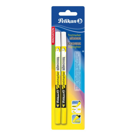 Surligneur et Effaceur Pelikan 2 en 1 Jaune - Lot de 2