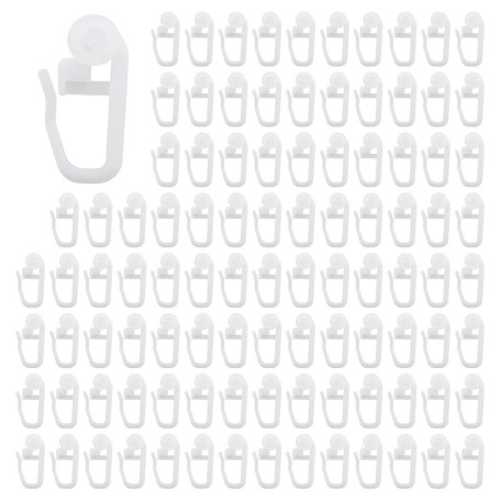 Clips de Rideau Roulant en Plastique Blanc - 100pcs pour Rails et Fenêtres