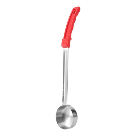 Louche à Sauce Hopbucan en Acier Inoxydable avec Poignée en Caoutchouc Rouge - 2 Oz