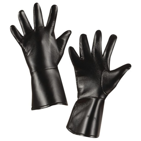 Gants Noirs en Cuir pour Enfants - Accessoire de Costume Carnaval