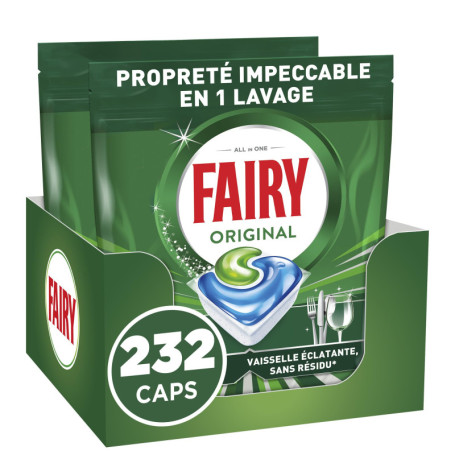 Fairy Original Tablettes Lave-Vaisselle Tout-en-1 - 232 Tablettes Efficaces Contre La Graisse