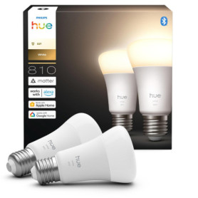 Philips Hue Ampoule Connectée A60 LED - Pack de 2, Lumière Blanche Chaude 2700K