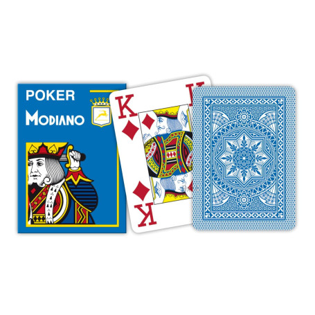 Jeu de Cartes de Poker Modiano Cristallo - 4 Index Bleu Clair