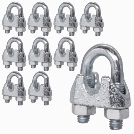 Lot de 10 colliers de serrage M6 en acier pour câbles Ø 8 mm