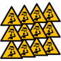 Autocollant Avertissement Triangle Becral - 12 Pièces en Polyester Jaune et Noir