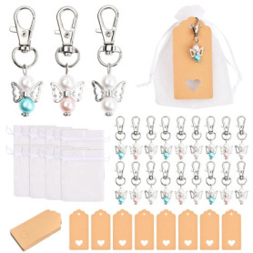Ensemble de 30 Porte-Clés Ange Gardien en Perles - Cadeau Élégant pour Mariage et Baptême