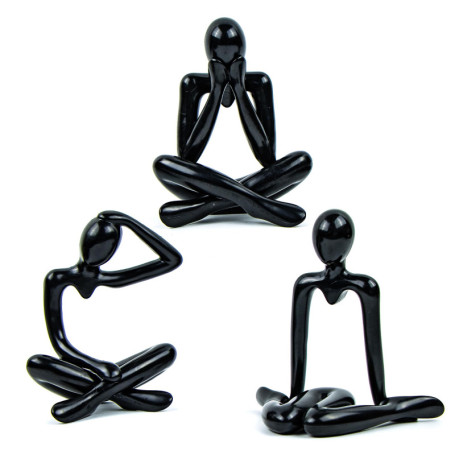 Statue Penseur Démontable en Plastique - Décoration Moderne pour Intérieur (3 Pièces, Noir)