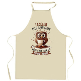 Tablier de Cuisine La Soeur Chouette - Cadeau Humoristique pour Cuisinière