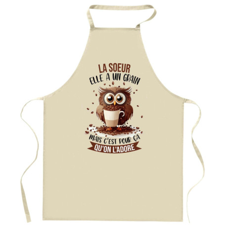 Tablier de Cuisine La Soeur Chouette - Cadeau Humoristique pour Cuisinière