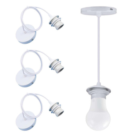 Lot de 3 Suspensions E27 avec Câble et Douille en Métal