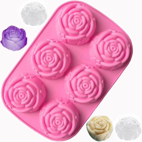 Moule à Glaçons en Silicone Rose - 6 Cavités Fleur pour Cocktails et Desserts