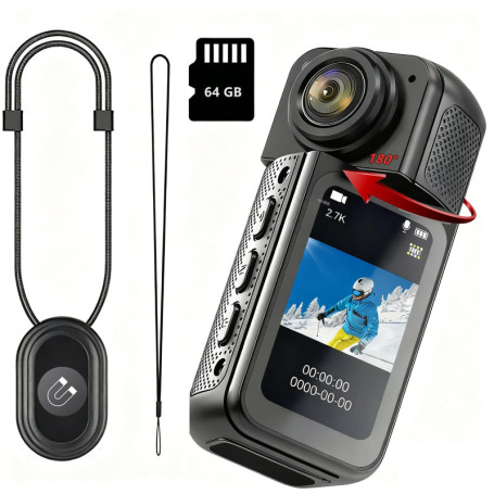 Caméra d'action Lottsall G261 2,7K avec écran rotatif 180° et contrôle APP