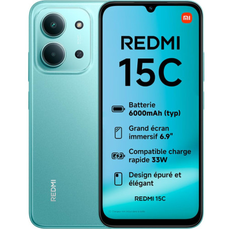 XIAOMI Redmi 15C - Smartphone 4 Go RAM, 246 Go Stockage, Écran 6,9" 120Hz, Batterie 6000 mAh, Vert