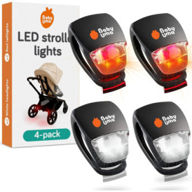 Lot de 4 Lumières LED Universelles pour Poussette - Modes Fixe, Pulsation et Clignotant