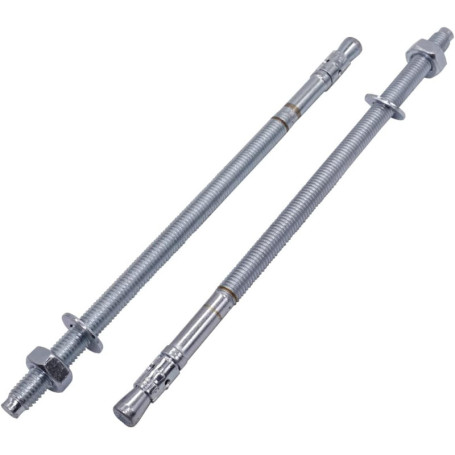 Lot de 2 chevilles d'ancrage en métal plaqué zinc M10 x 230 mm