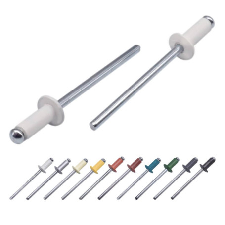 Lot de 100 rivets aveugles en aluminium SKIR'CO - 3,2 x 8 mm - Blanc pur RAL 9010