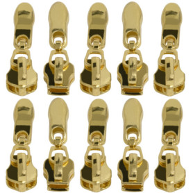 Lot de 10 curseurs dorés N°4 pour fermeture éclair - AERZETIX