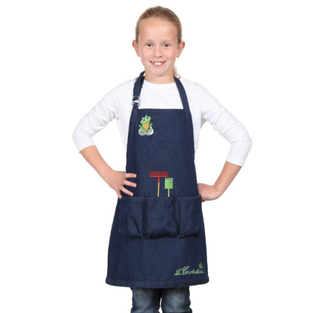 Tablier Enfant Jardinage La Cordeline - 100% Coton Épais, 3 Poches, Bleu Jean