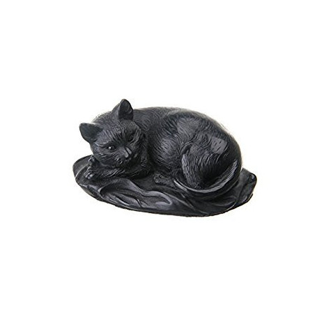 Statuette décorative en Pierre de Chat Noir - 10 cm