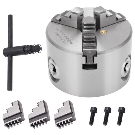 Mandrin Auto-Centrant 80 mm pour Tour - Précision et Compacité