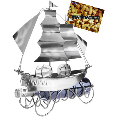 Porte-bouteille de vin en métal Voilier - Décoration originale BRUBAKER