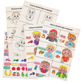Pack de 4 Scènes Autocollantes pour Apprendre la Langue des Signes