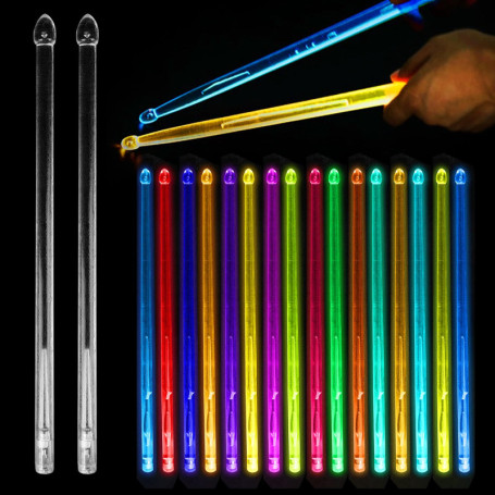 Baguettes de batterie LED 5A rechargeables - 15 couleurs