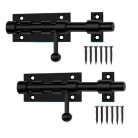 Lot de 2 loquets coulissants en acier inoxydable pour portes et fenêtres - Noir