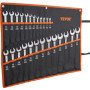 VEVOR Jeu de Clés Mixtes 25 Pièces avec Pochette Enroulable - Outils de Réparation Polyvalents