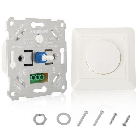 Variateur de Lumière LED Dimmable 5-200W avec Plaque Blanche