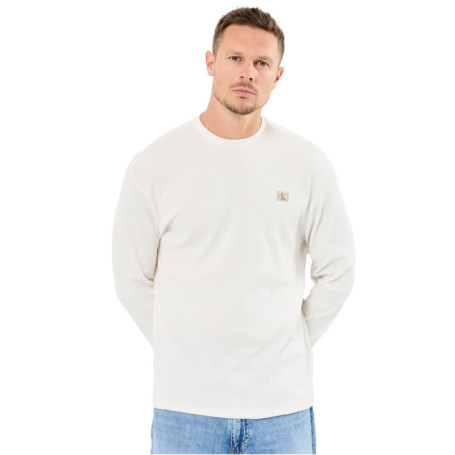 T-Shirt Manches Longues Calvin Klein pour Homme - Beige Tofu