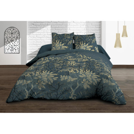 Housse de Couette 240x260 cm avec 2 Taies en Pur Coton Hevea Vert